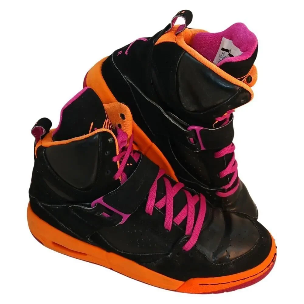 Nike Air Jordan Flight 45 Athletic Sneakers - Black/Orange/Pink - Youth 7